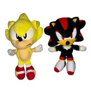 Sonic The Hedgehog 9" Super Sonic & Shadow Plush Toy Figure Jakks Pacific